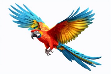 Fototapeta premium Generative AI : colorful Blue Red Parrot Macaw flying transparent background
