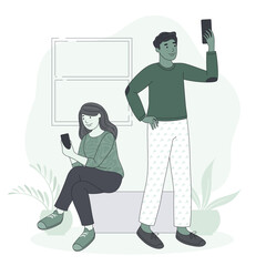 Chico y chica usando sus dispositivos digitales