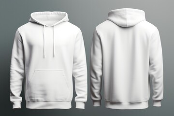 White Hoodie Mockup, Front And Back View