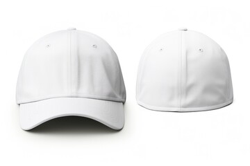 White Cap Mockup, Isolated Blank Collared Shirt Template, Front And Back View, White Background
