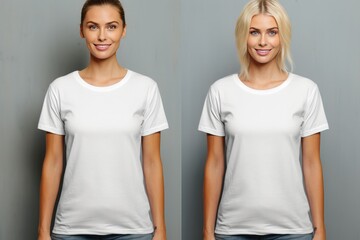 Obraz premium White Womens Tshirt Mockup, Front And Back View