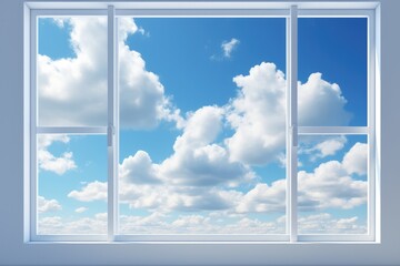 Window Frame With White Cloudcovered Sky, Symbolizing Luxury