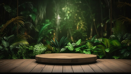 Obraz premium Podium for displaying products in the forest