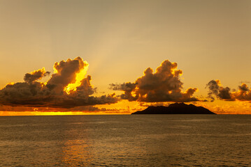 Island Silhouette, Republic of Seychelles, Africa.