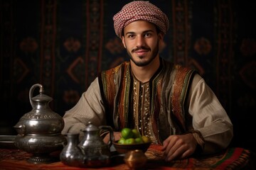 Young Arab Man In Traditional Clothing From Different Countries - obrazy, fototapety, plakaty