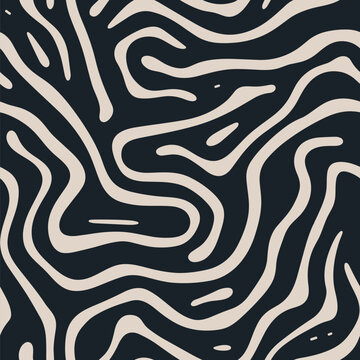 This minimalistic illustration offers an abstract, doodle-like pattern where wavy lines create a seamless, organic texture