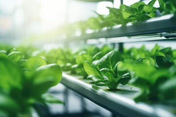Agro-Tech Farms - High-tech vertical farm growing leafy greens, demonstrating agriculture technology and food innovation - AI Generated - obrazy, fototapety, plakaty