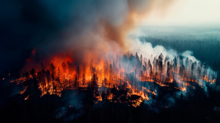 ecological problems related to fires,  a bird's-eye view from a drone