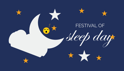 Vector illustration on the theme of Festival of Sleep day observed each year during January.banner, Holiday, poster, card and background design.
