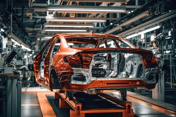 Fototapeta premium A Car On The Assembly Line
