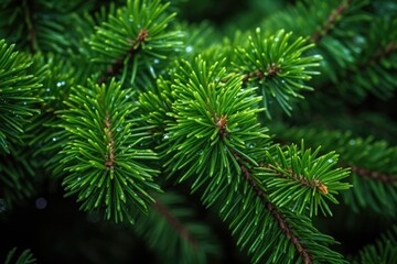Fototapeta na wymiar Closeup Of Beautiful Green Fir Tree Branches. Сoncept Holiday Decorations, Winter Greenery, Festive Foliage, Nature's Beauty