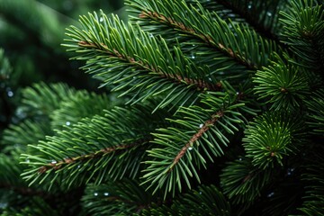 Closeup Of Beautiful Green Fir Tree Branches