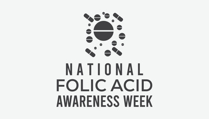 Vector illustration on the theme of National Folic Acid awareness week observed each year during January.banner, Holiday, poster, card and background design. - obrazy, fototapety, plakaty