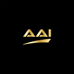 AAI initial letter logo on black background with gold color. modern font, minimal, 3 letter logo, clean, eps file for website, business, corporate company. Modern logo templet in illustrator.