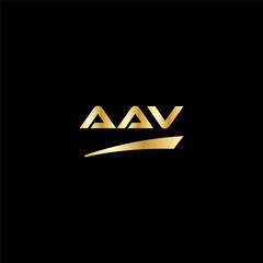 AAV initial letter logo on black background with gold color. modern font, minimal, 3 letter logo, clean, eps file for website, business, corporate company. Modern logo templet in illustrator.