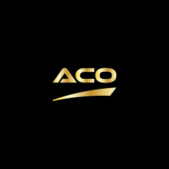 ACO initial letter logo on black background with gold color. modern font, minimal, 3 letter logo, clean, eps file for website, business, corporate company. Modern logo templet in illustrator.