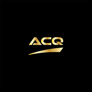 ACQ initial letter logo on black background with gold color. modern font, minimal, 3 letter logo, clean, eps file for website, business, corporate company. Modern logo templet in illustrator.
