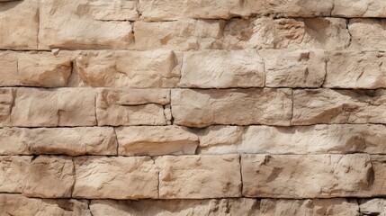 Beige stone wall with different blocks, background