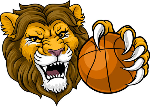 A lion basketball ball team cartoon animal sports mascot