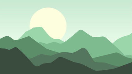 Mountain landscape vector illustration. Silhouette of simple mountain range with clear sky. Mountain landscape for background, wallpaper or landing page - obrazy, fototapety, plakaty