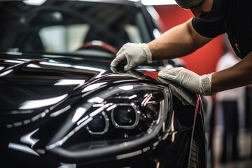 Male Workers Clean Car Interior At Detailing Studio