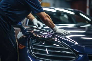 Male Workers Clean Car Interior At Detailing Studio