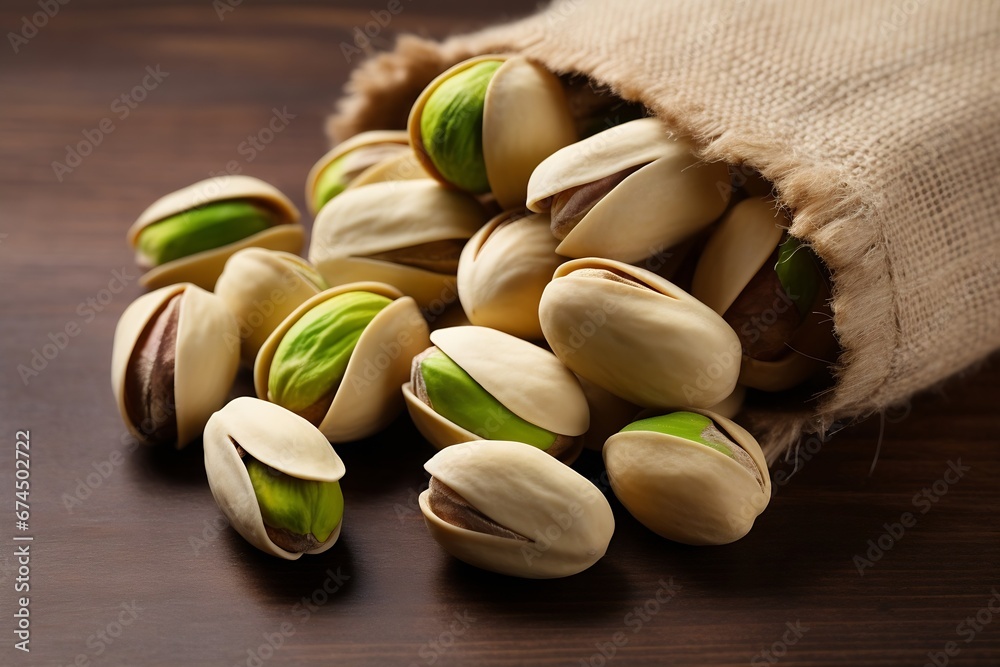 Poster generative ai : pistachios nuts isolated on white or transparent background.