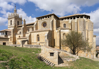 San Hipolito el Real church of Tamara de Campos in a sunny day, Palencia, Castilla y Leon, Spain.
