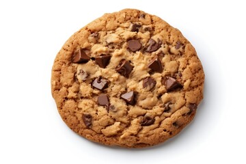 Fototapeta na wymiar Generative AI : chocolate chip cookie, isolated on a white background with a clipping path