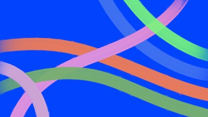 Hand-drawn Abstract Full-Color Paint Brush Strokes on a Blue Background.