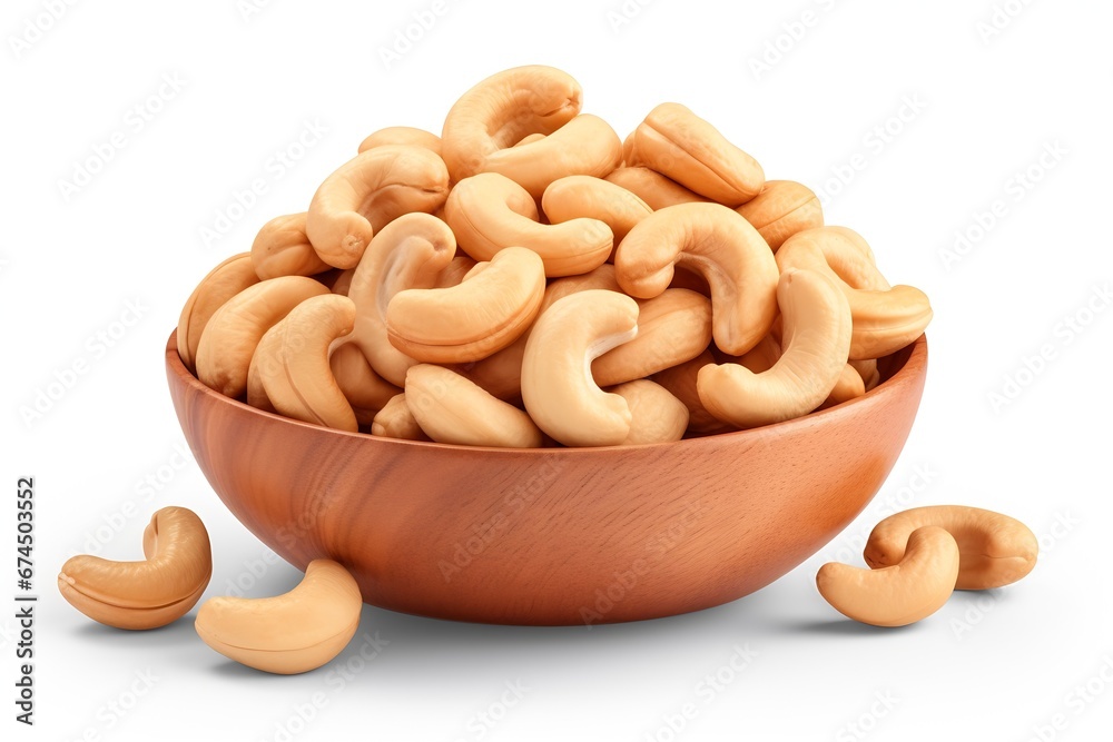 Poster Generative AI : Cashews nuts isolated on transparent or white background