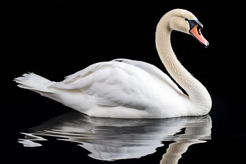 Generative AI : White swan isolated on transparent or white background.