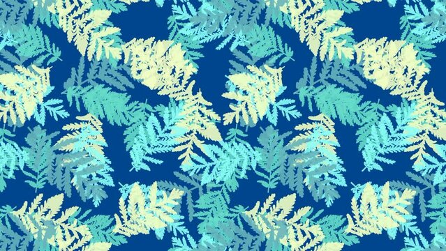 Wormwood leaves silhouettes of grass seamless Animated seamless pattern. Design element. Looped video background