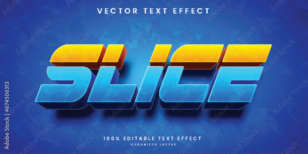 Fototapete multiple color sliced 3d text effect template