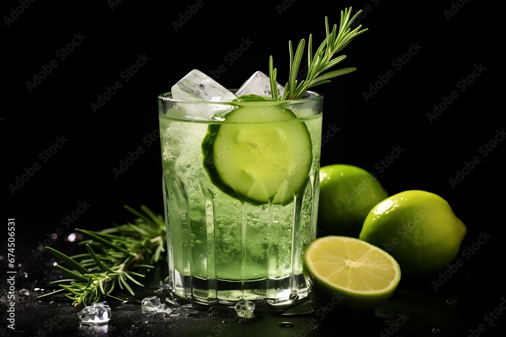 Poster Generative AI : Cucumber gin gimlet cold and refreshing spring cocktails