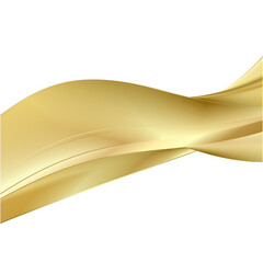 Abstract vector wavy lines flowing smooth curve gold gradient color on transparent background shape