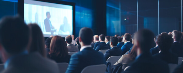 Business people attending conference