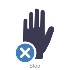 Stop and hand icon concept
