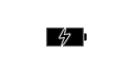 battery sign, battery with lightning, black isolated silhouette