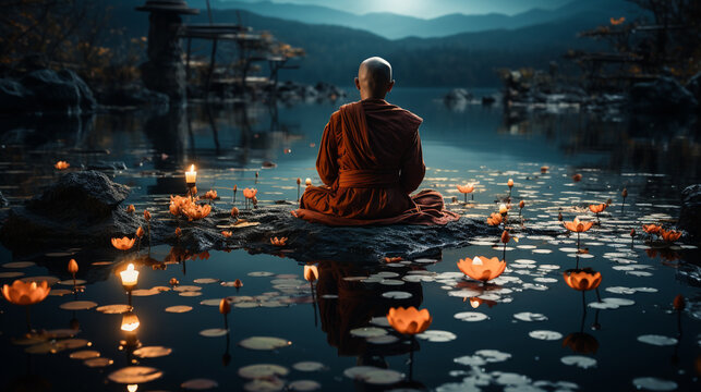 buddhist monke observing
