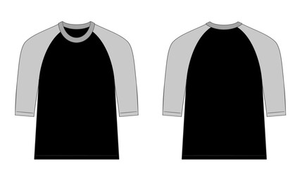 Vector apparel mockup 3/4 three quarter raglan t-shirt