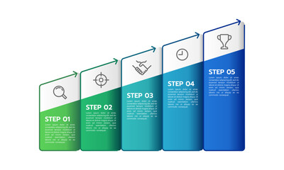 Infographic showing the 5 steps of growth. Vector illustration.