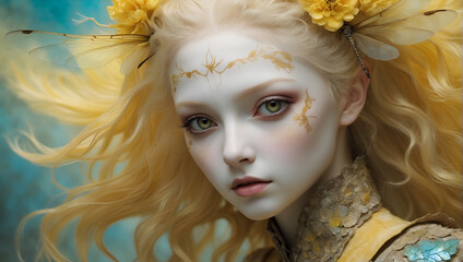mythical creature, detailed illustration, fairytale, beautiful mystical girl