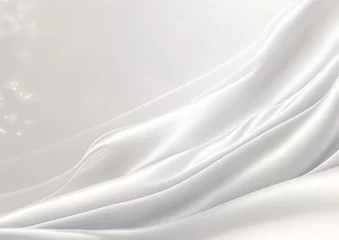 Zelfklevend Fotobehang 上品なキラキラの白サテン背景テクスチャー © fii