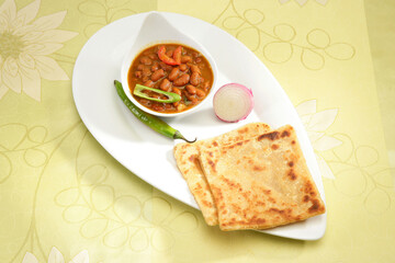 Rajma or Red kidney Beans with Paratha, Indian Dish