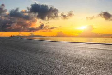Foto auf Acrylglas Highway road and coastline nature landscape at sunrise © ABCDstock