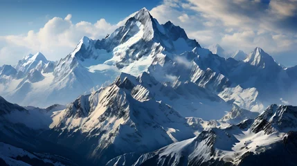 Fotobehang Panoramic view of the snowy peaks of the Caucasus Mountains. © Iman