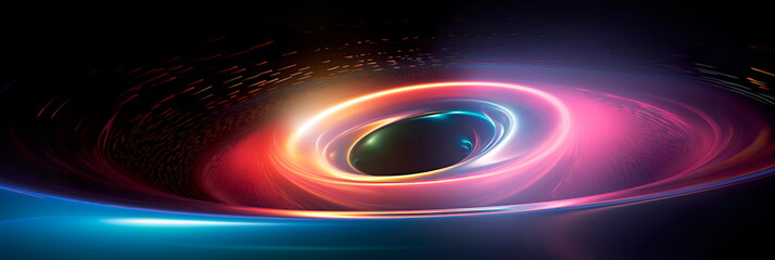 dramatic distortion of light as it bends around a black hole, creating the mesmerizing effect of gravitational lensing.