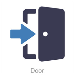 Door and door open icon concept 