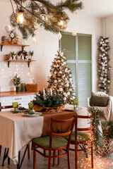 Christmas table setting. Holiday Decorations